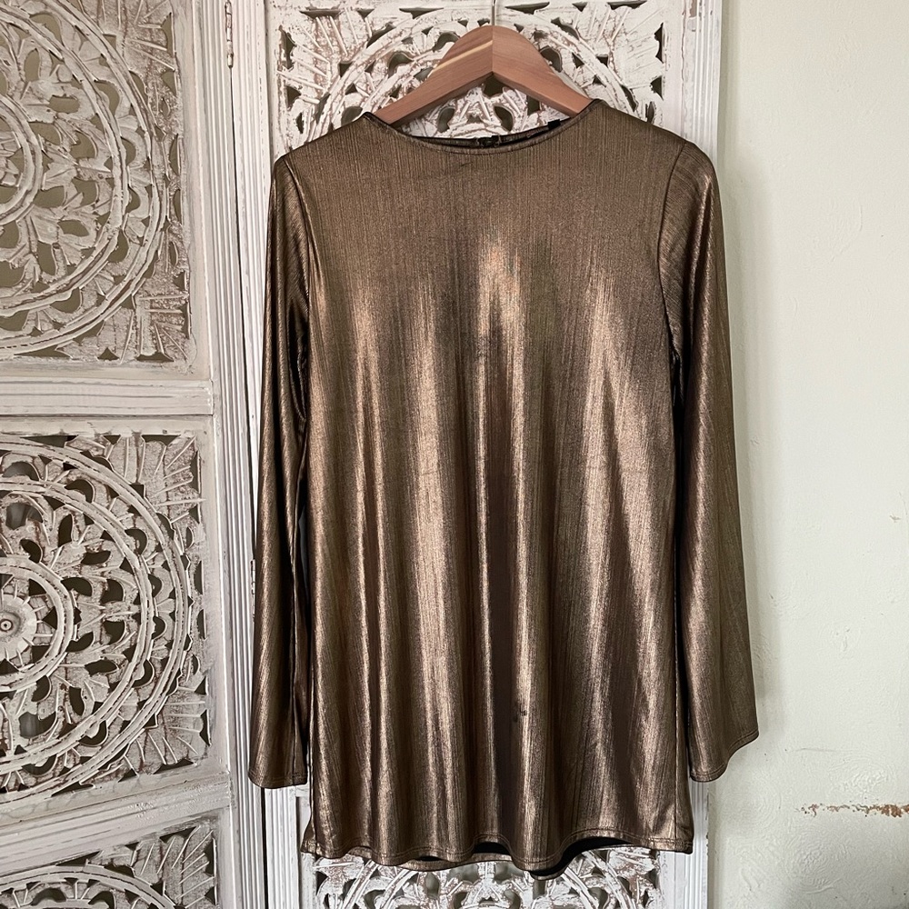 East N West Metallic Dress